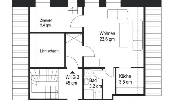 Grundriss Wohnung 3 Haus L�beck / Innenstadt