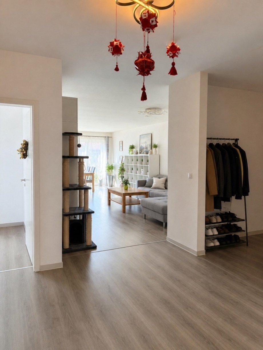 Blick ins Wohnzimmer Erdgeschosswohnung Witzeeze