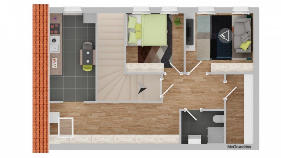 Muster Grundriss Dachgeschosswohnung Lankau / Anker