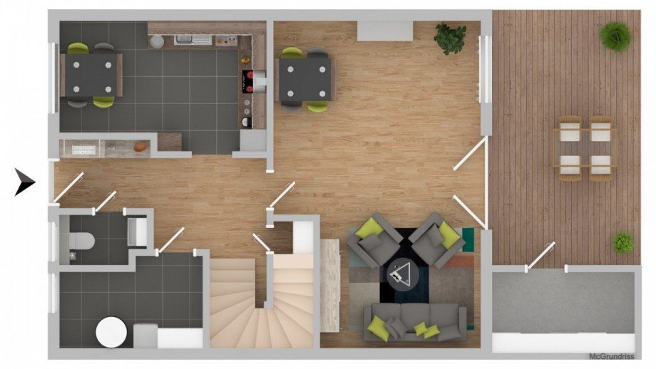 Grundriss EG Reihenmittelhaus M�lln