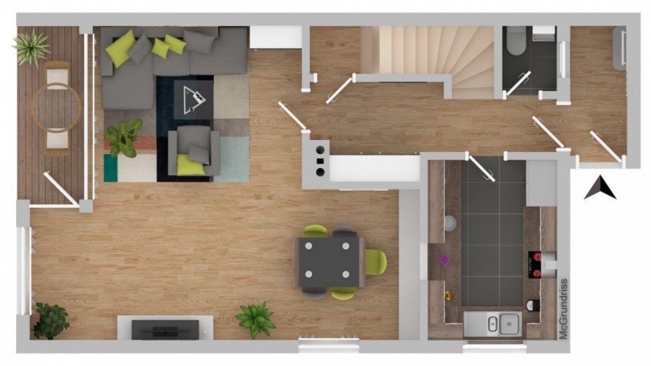 Grundriss EG Doppelhaush�lfte M�lln