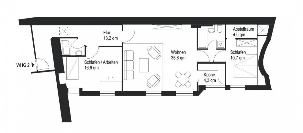 Grundriss Wohnung 2 Haus L�beck / Innenstadt