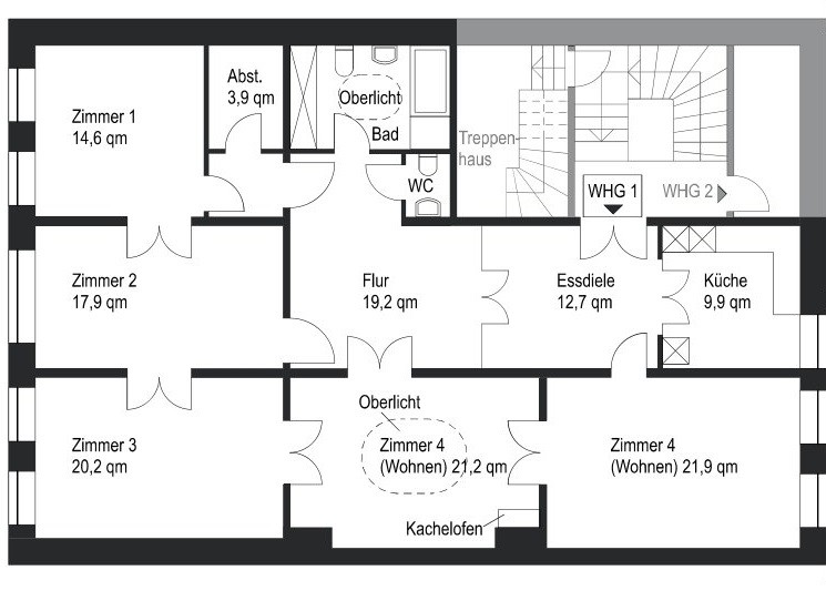 Grundriss Wohnung 1 Haus L�beck / Innenstadt