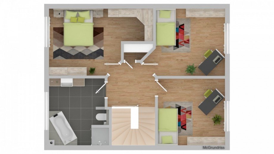Grundriss OG Reihenmittelhaus M�lln